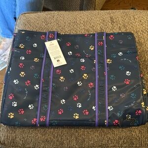 Lug Rover Carry All Tote Navy Blue with Paw Prints NWT